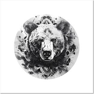 Mandala - Bear Grey Posters and Art